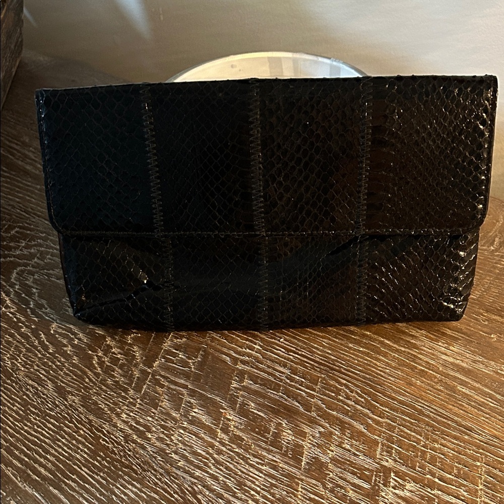 Vintage eel skin black Clutch no strap